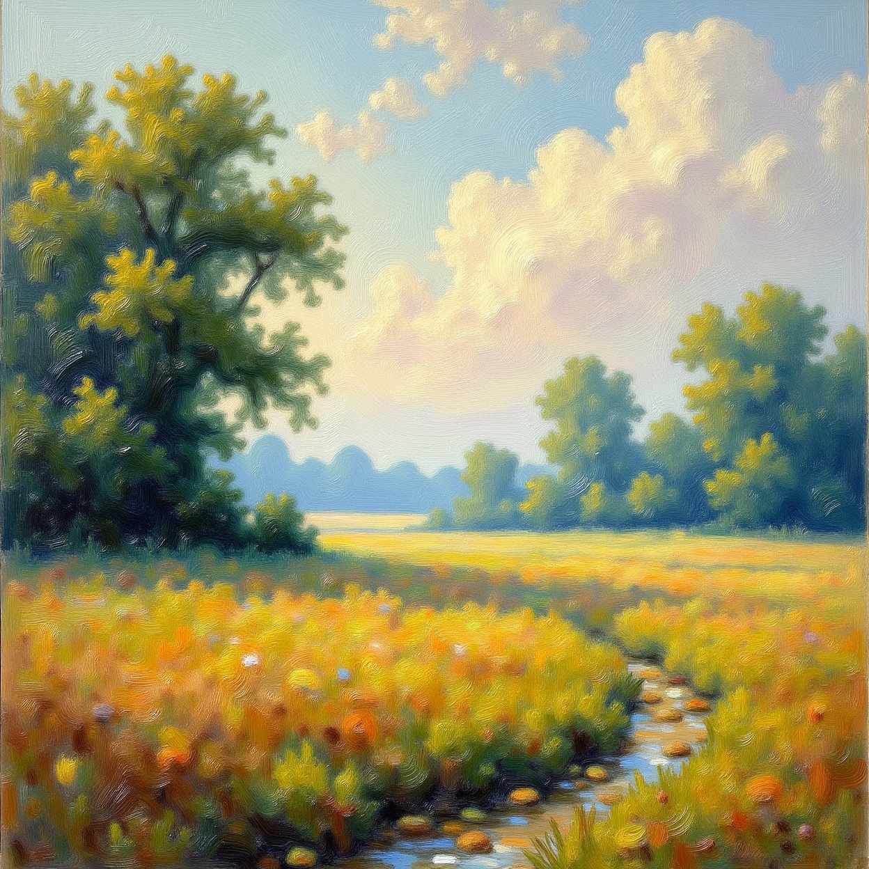 ((Painterly blur)). Oil painting,  impressionism,  landscape scene on Tensor.Art