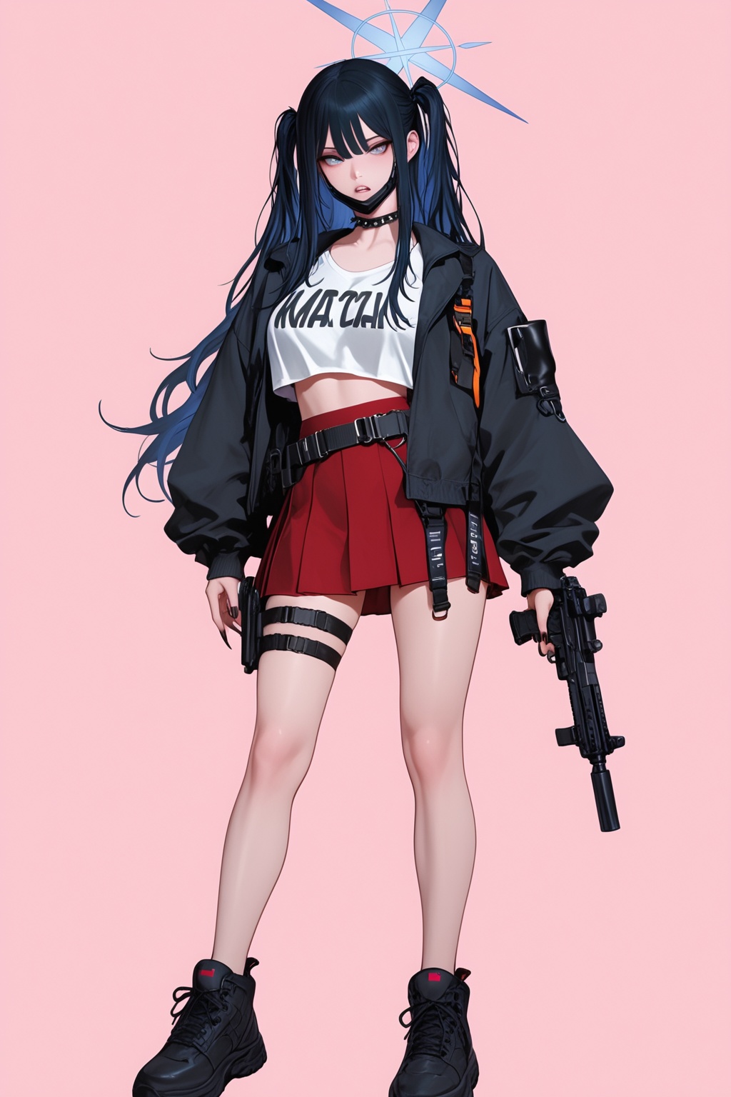 1girl,  saori \(blue archive\),  black hair on Tensor.Art
