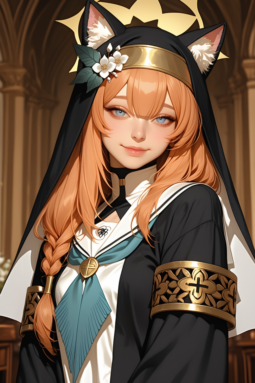 1girl,  mari \(blue archive\),  cat ears on Tensor.Art