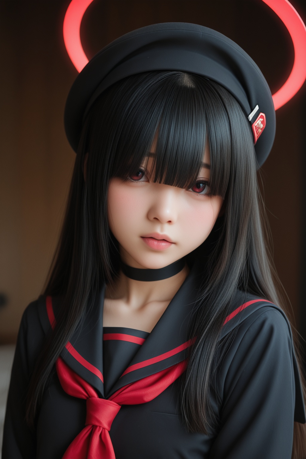 1girl,  justice task force member \(blue archive\),  hair over eyes on Tensor.Art