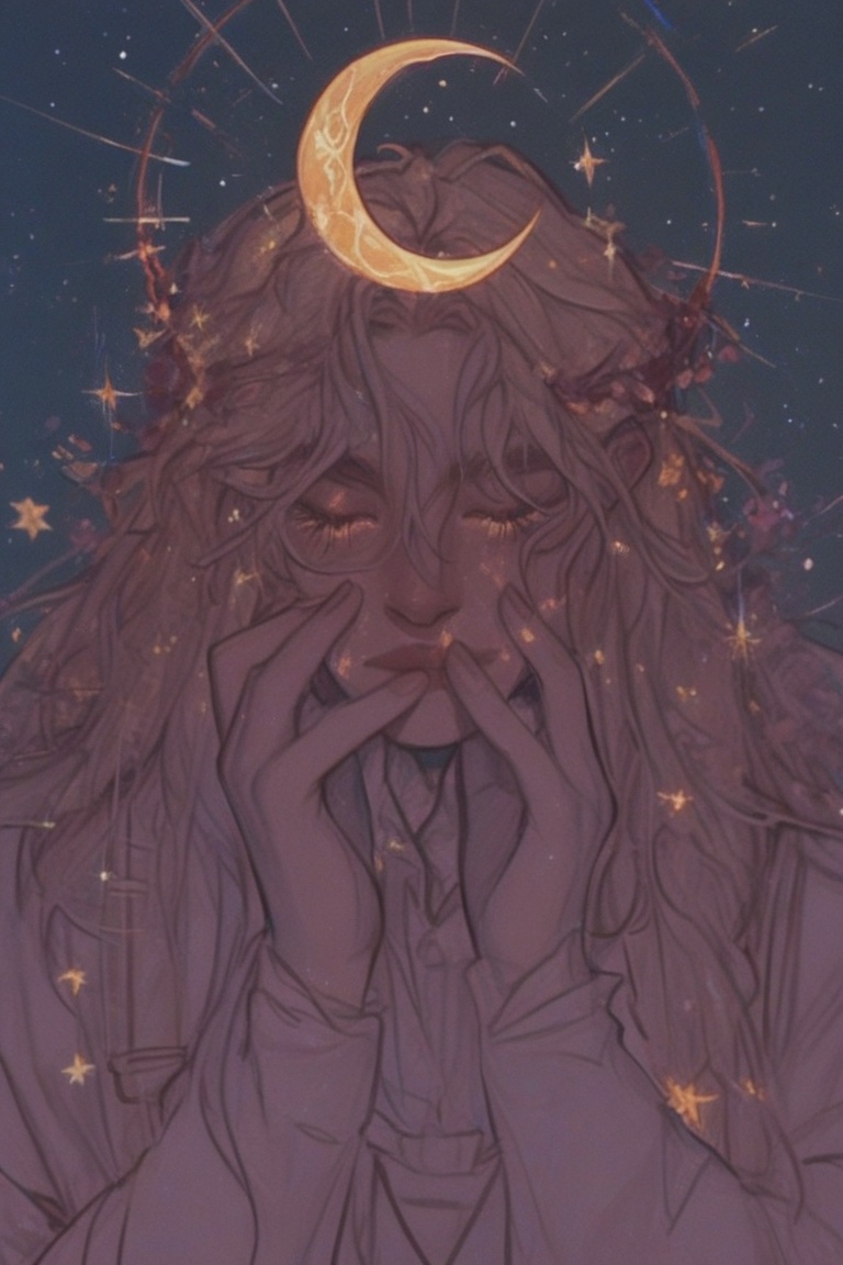 The image depicts a person with their eyes closed,  seemingly in a state of deep contemplation or sleep. The individual's...