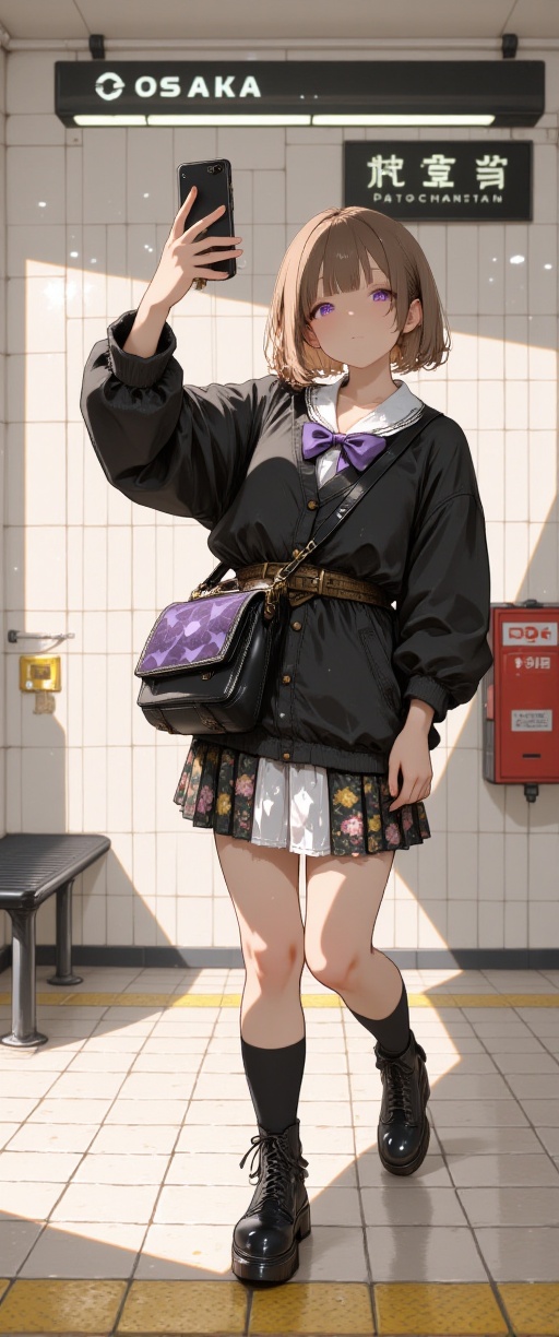 kawaii: 1 girl,  solo,  brown hair on Tensor.Art