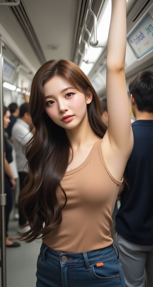 A high-resolution,  ultra-detailed image of 1girl long hair black hair multiple boys solo focus armpits arm up lips ground...