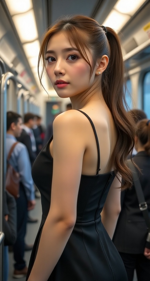 Create a high-resolution,  ultra-detailed image of 1girl named Maria. She has long,  brown hair tied into a ponytail and w...
