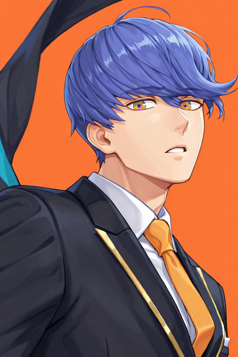 levi-4thmale focus,  blue_levi_4thmale-hair,  yellow-blue_levi_4thmale-multicolored eyes on Tensor.Art