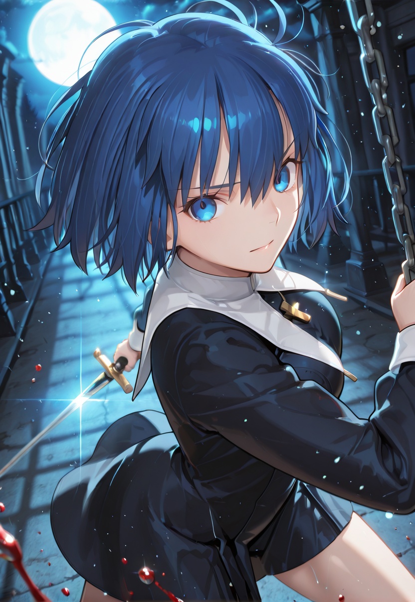 1girl,  Sister ciel,  blue hair on Tensor.Art