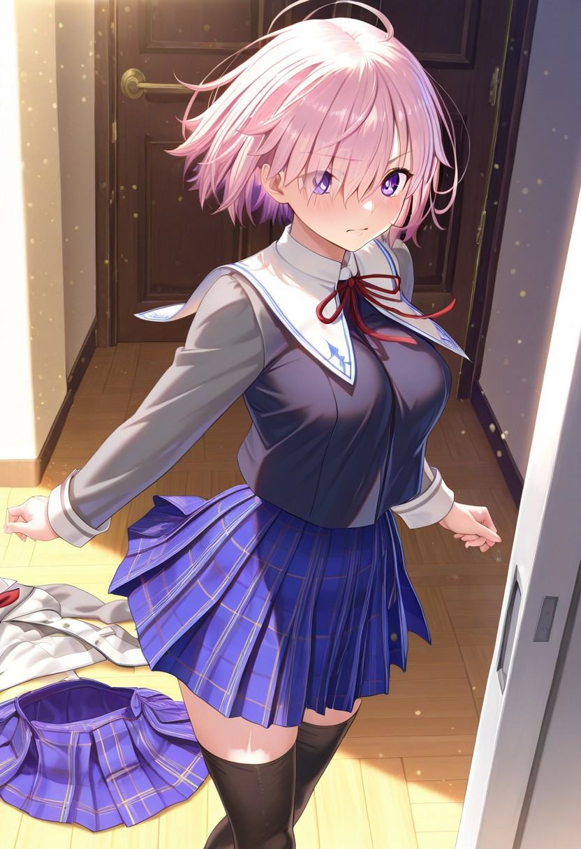1girl,  Mashu Kyrielight,  hair over one eye on Tensor.Art