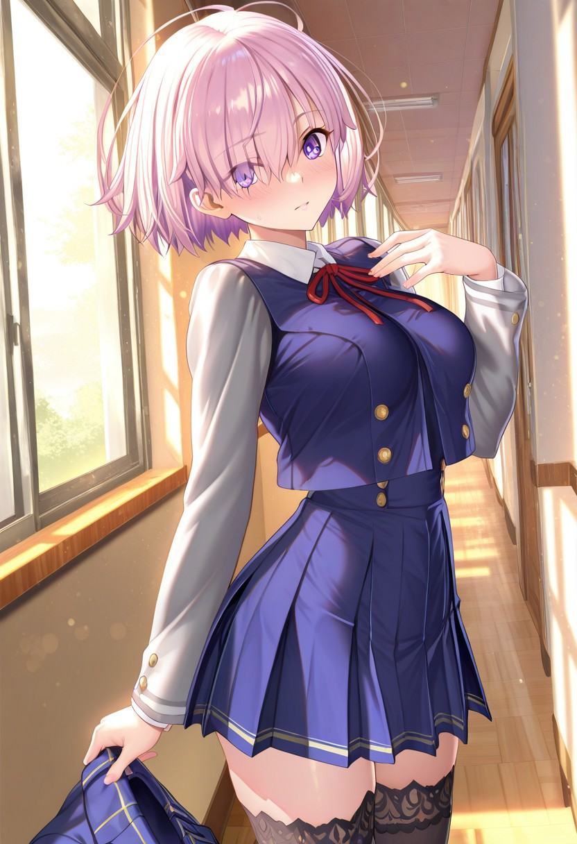1girl,  Mashu Kyrielight,  hair over one eye on Tensor.Art