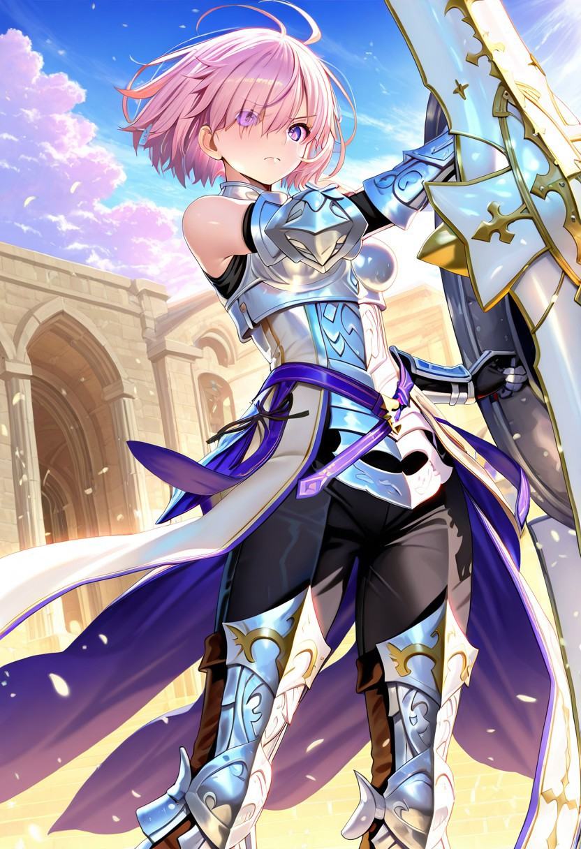 1girl,  Mashu Kyrielight,  hair over one eye on Tensor.Art