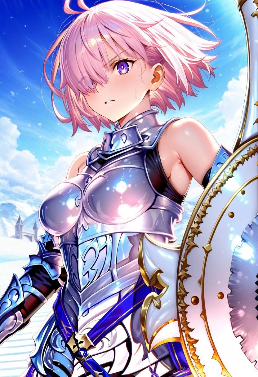 1girl,  Mashu Kyrielight,  hair over one eye on Tensor.Art