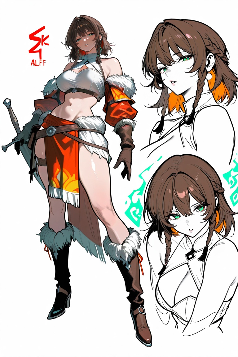 1female nude and naked,  weapon,  boots on Tensor.Art