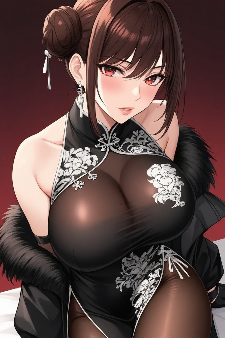 1girl,  hair bun,  breasts on Tensor.Art