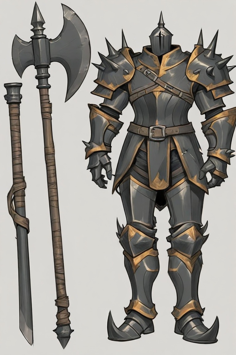 stylized dark fantasy concept art,  medieval fantasy character design,  spikes on Tensor.Art