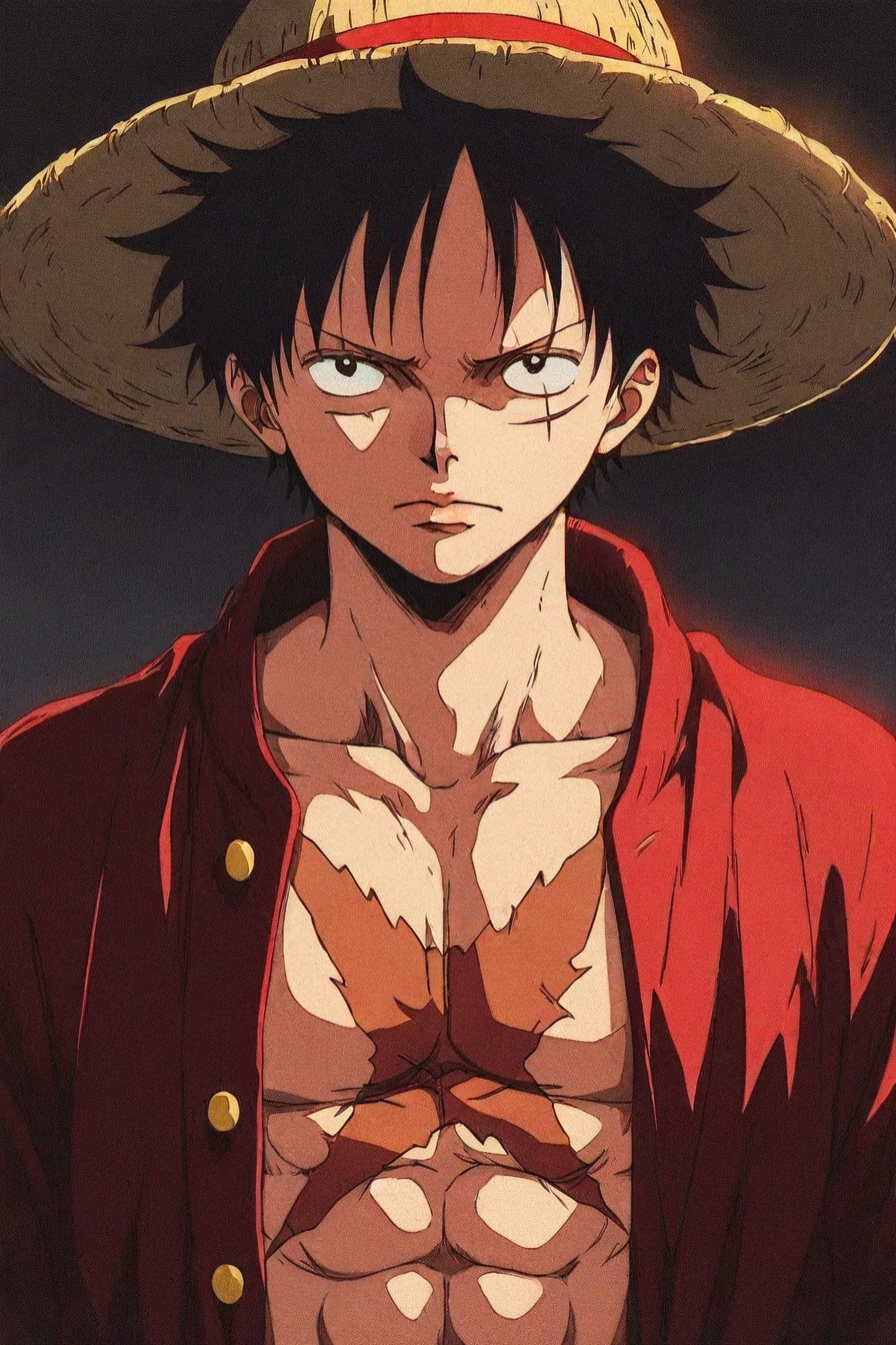 Luffy,  red jacket,  scar on chest on Tensor.Art