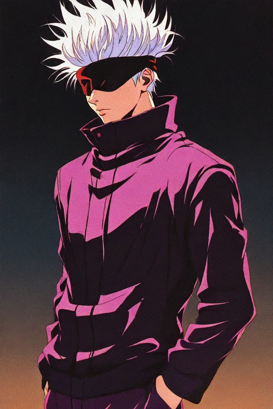 gojou satoru,  white hair,  purple pants on Tensor.Art