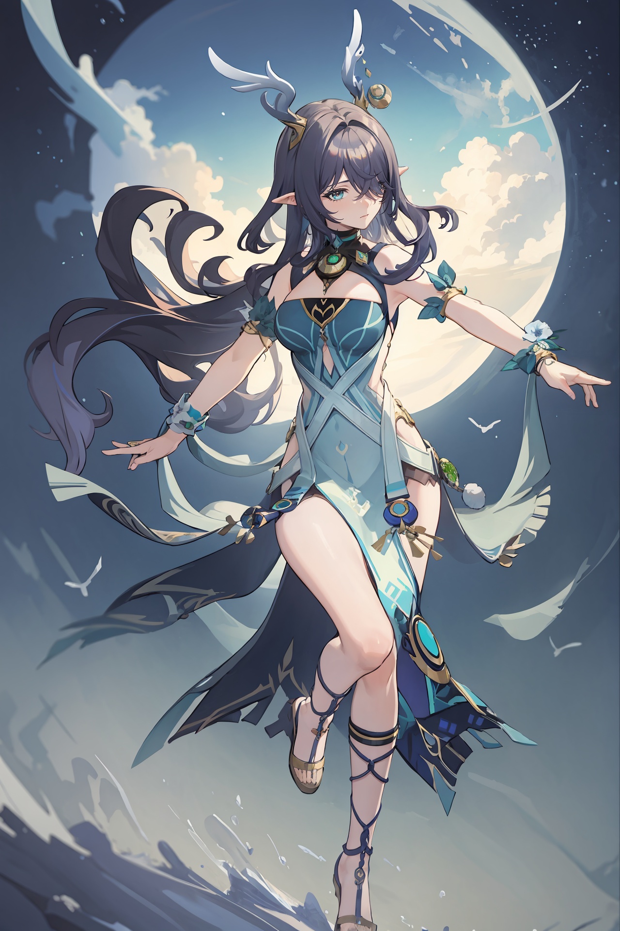 1girl,  lauma \(genshin impact\),  antlers on Tensor.Art