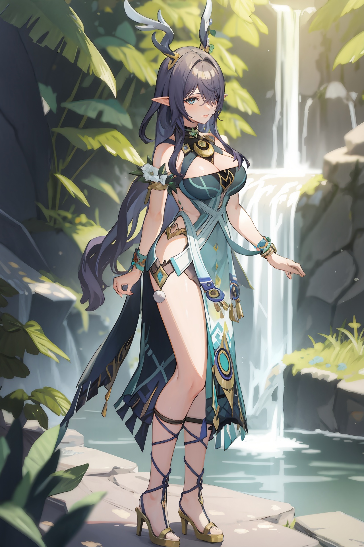 1girl,  lauma \(genshin impact\),  antlers on Tensor.Art