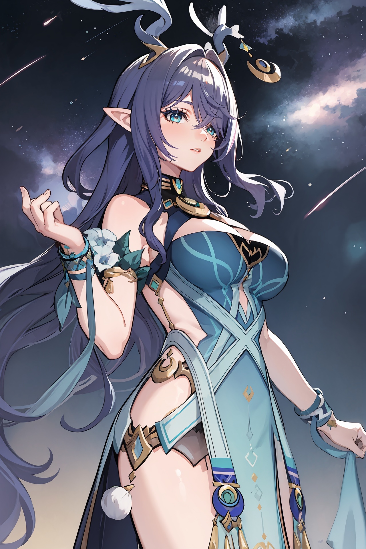 1girl,  lauma \(genshin impact\),  antlers on Tensor.Art