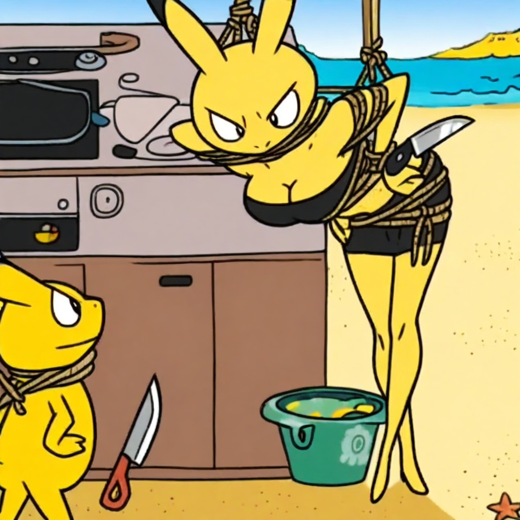 kitchen,  bent over,  pokemon (creature) on Tensor.Art