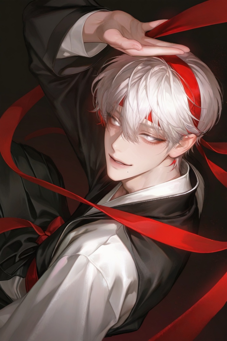 Handsome young man,  clear and gentle face,  (white eyes) on Tensor.Art