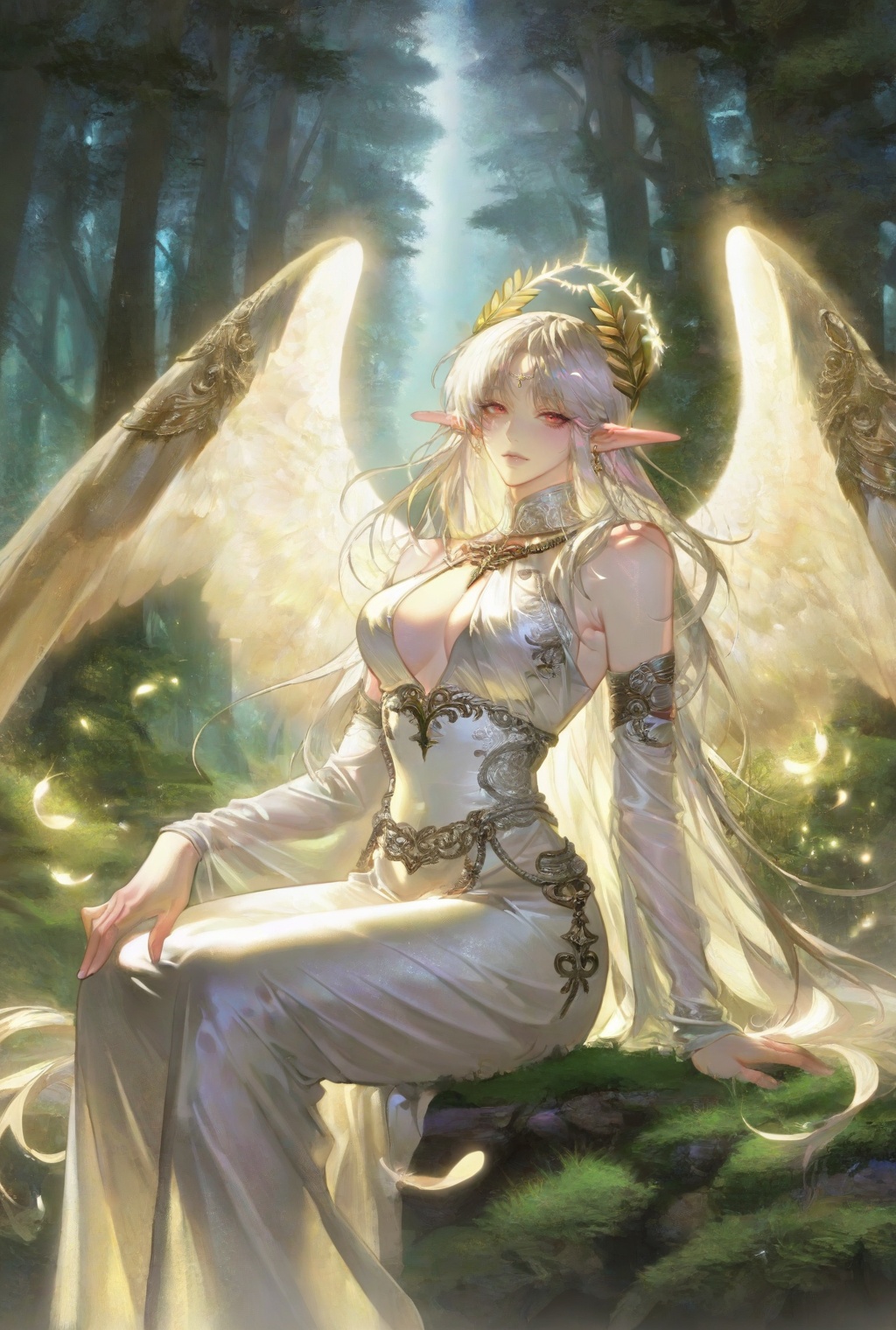1 woman,  solo,  ethereal angelic elf on Tensor.Art