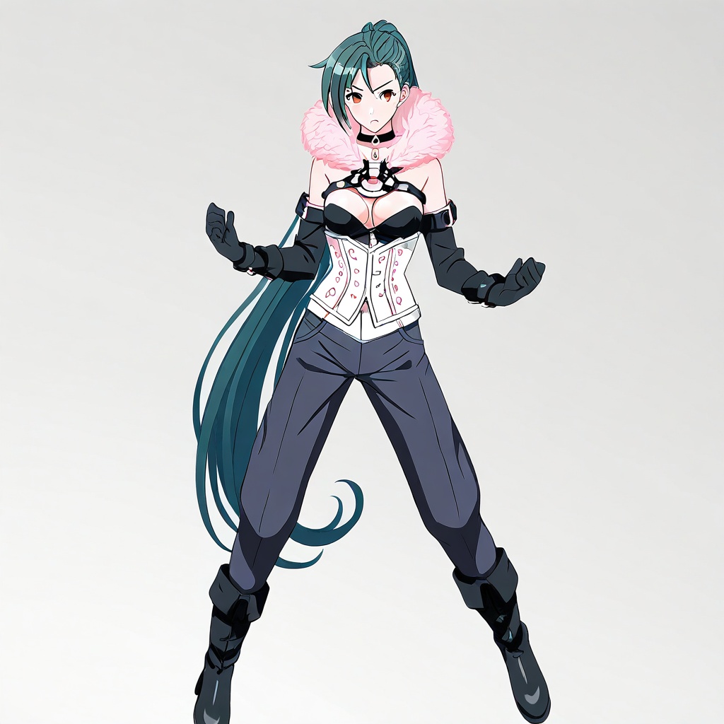 green hair,  long hair,  amber eyes on Tensor.Art