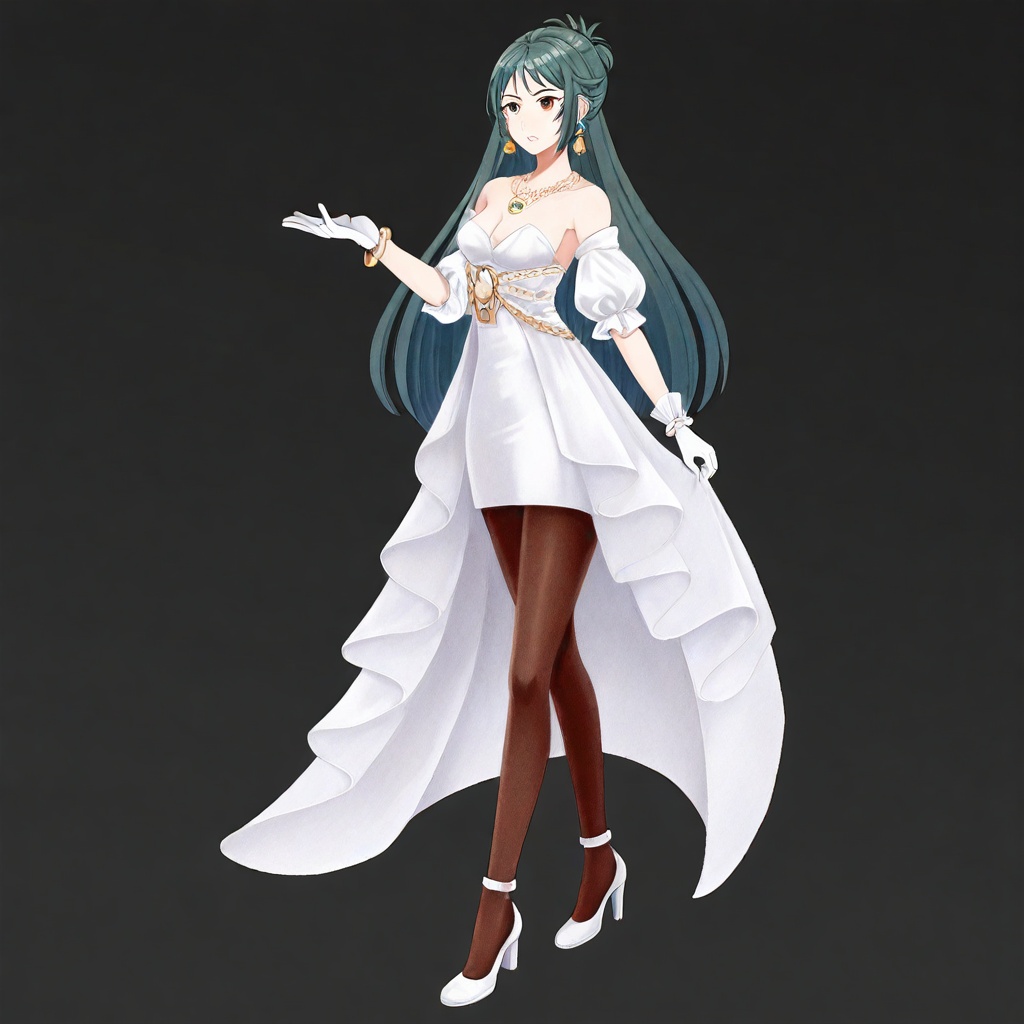 green hair,  long hair,  amber eyes on Tensor.Art