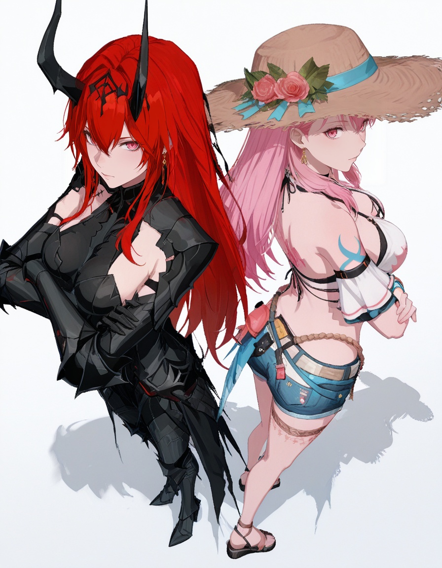 2GIRLS,  looking at viewer,  crossed arms on Tensor.Art