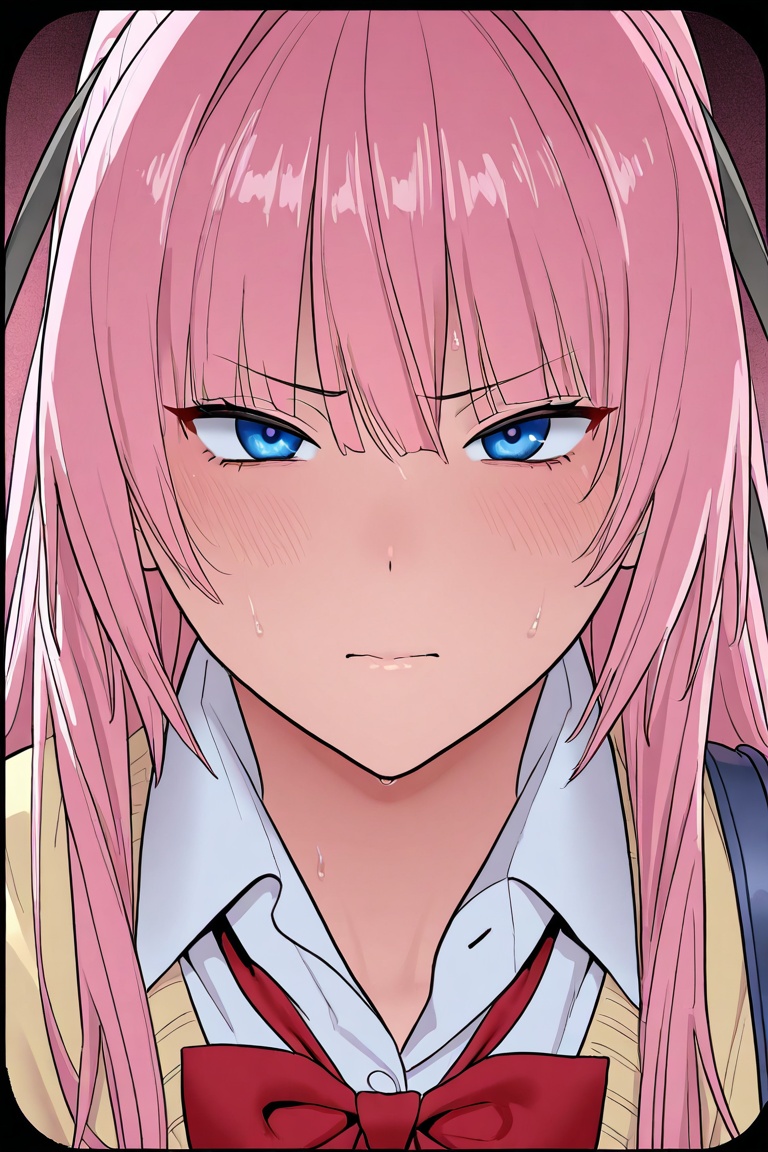 kugiiharaa,  pink hair,  school uniform on Tensor.Art