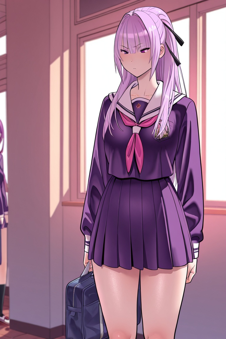 kugiiharaa,  pink purple hair,  school uniform on Tensor.Art