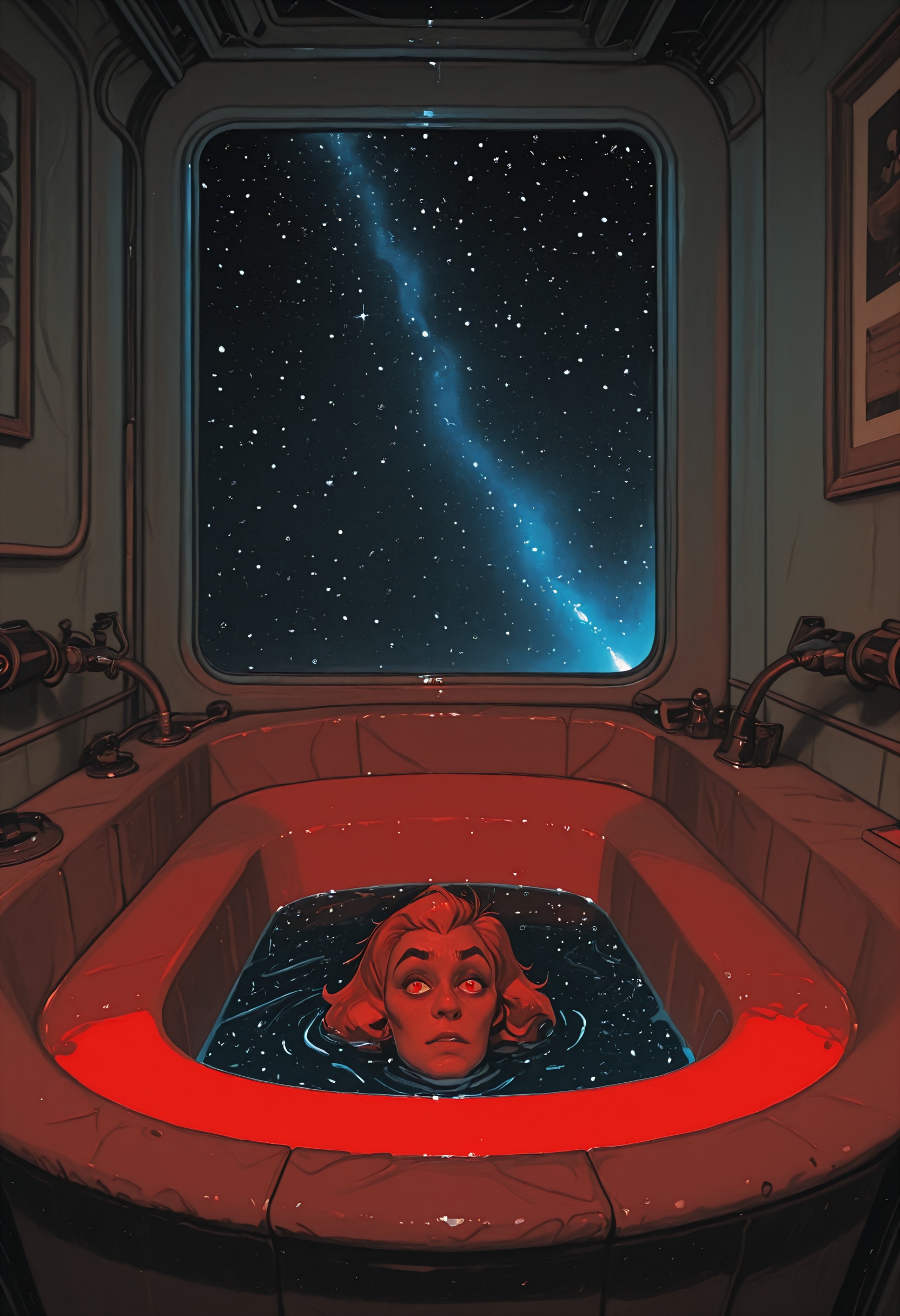 masterpiece,  very aesthetic,  Alastor from Hazbin Hotel hiding in the bathtub on Tensor.Art