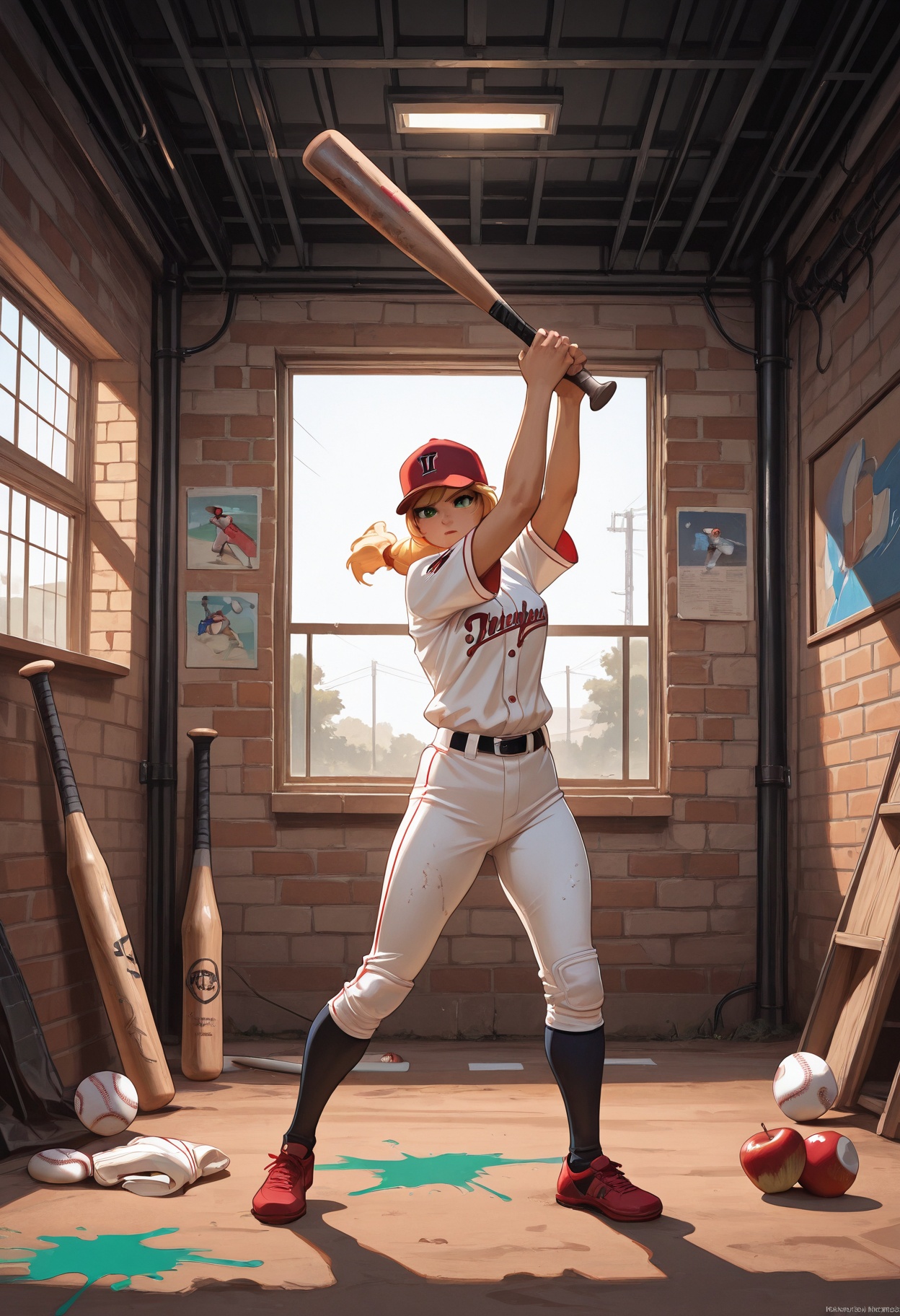 AppleJack from My Little Pony playing baseball,  baseball cap,  sportswear on Tensor.Art