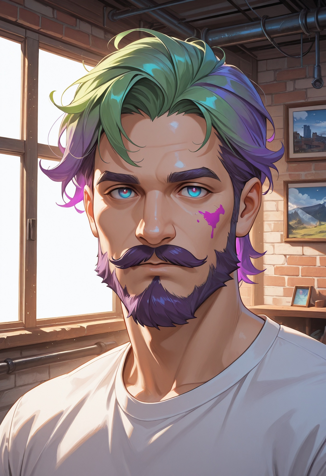 facial hair,  1boy,  male focus on Tensor.Art