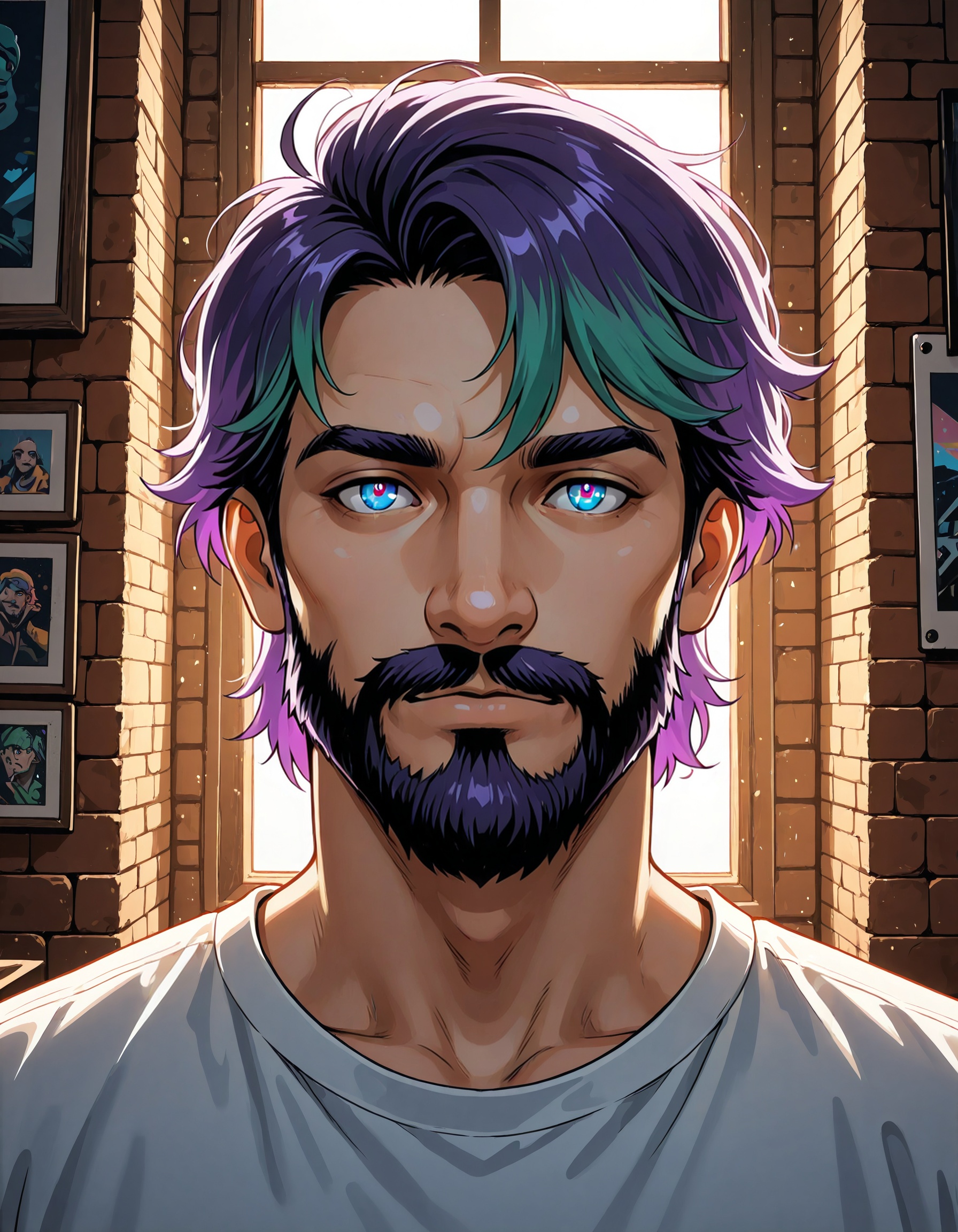 facial hair,  1boy,  male focus on Tensor.Art