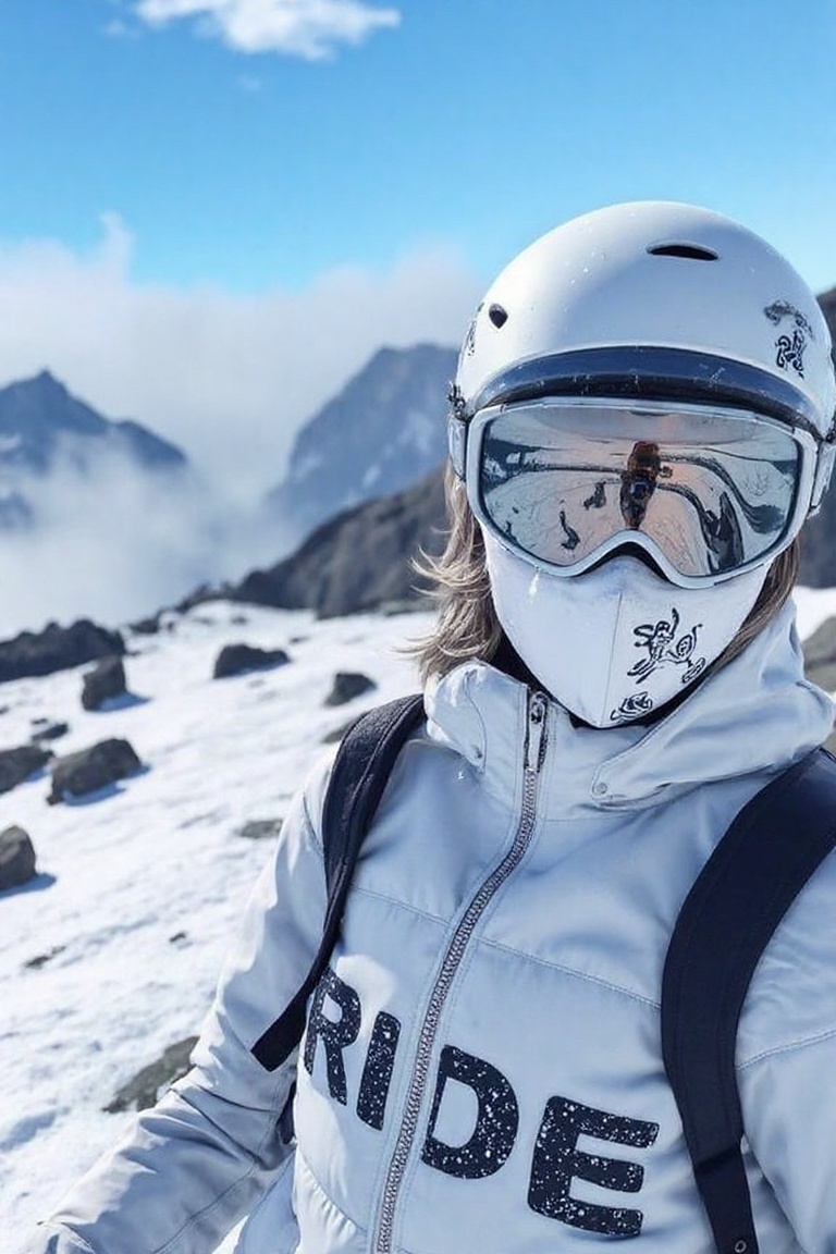 a CGI GAME,  CG1 style,  game character person standing on a snowy mountain peak on Tensor.Art