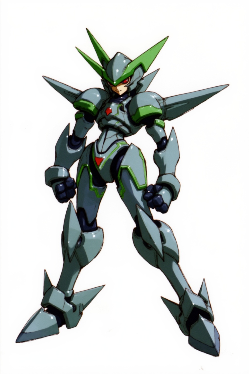 the full-body character design of an anime futuristic,  humanoid robot,  The character stands in a dynamic pose on Tensor.Art