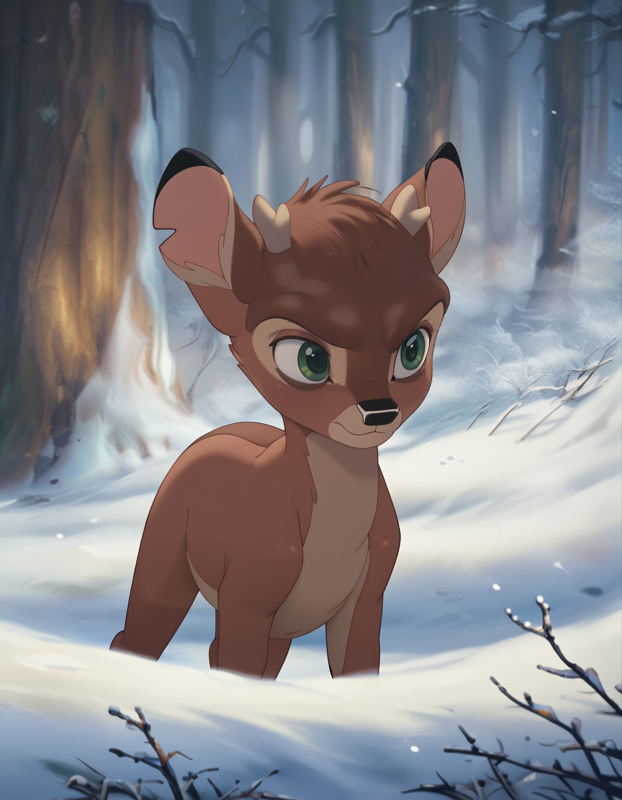 crisp vivid,  close-up,  wintry forest on Tensor.Art