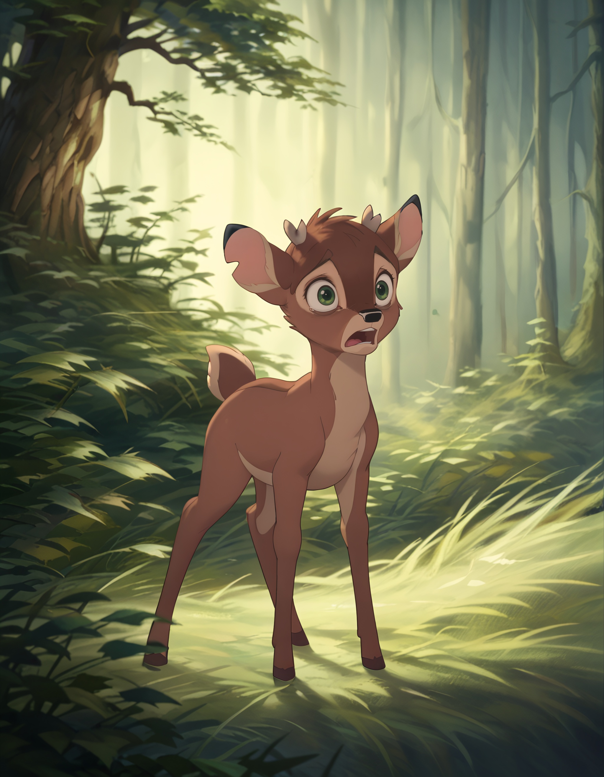 vivid neon,  full body,  dark enchanted forest on Tensor.Art