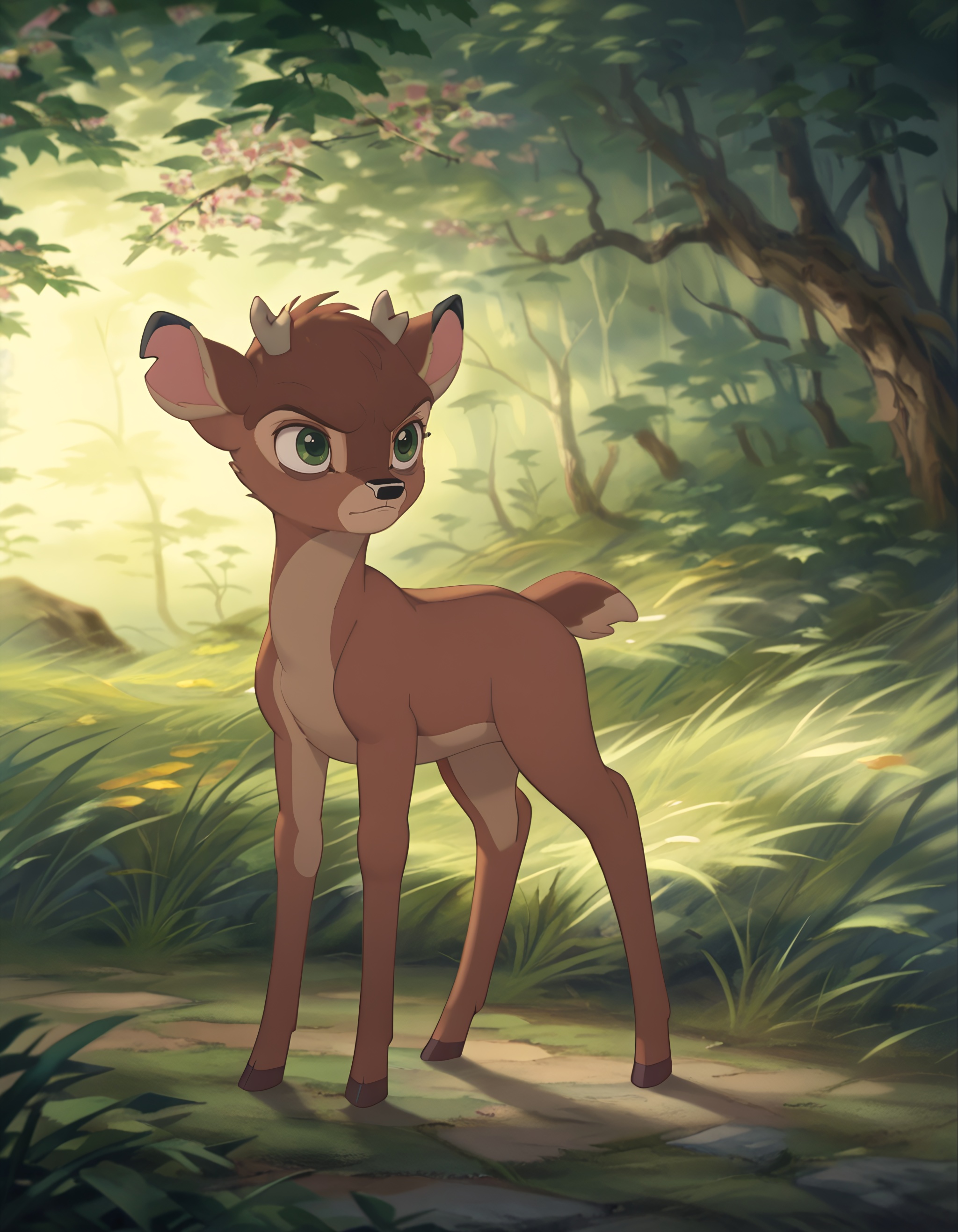 masterful vivid,  full body,  vast sunlit clearing at golden hour on Tensor.Art