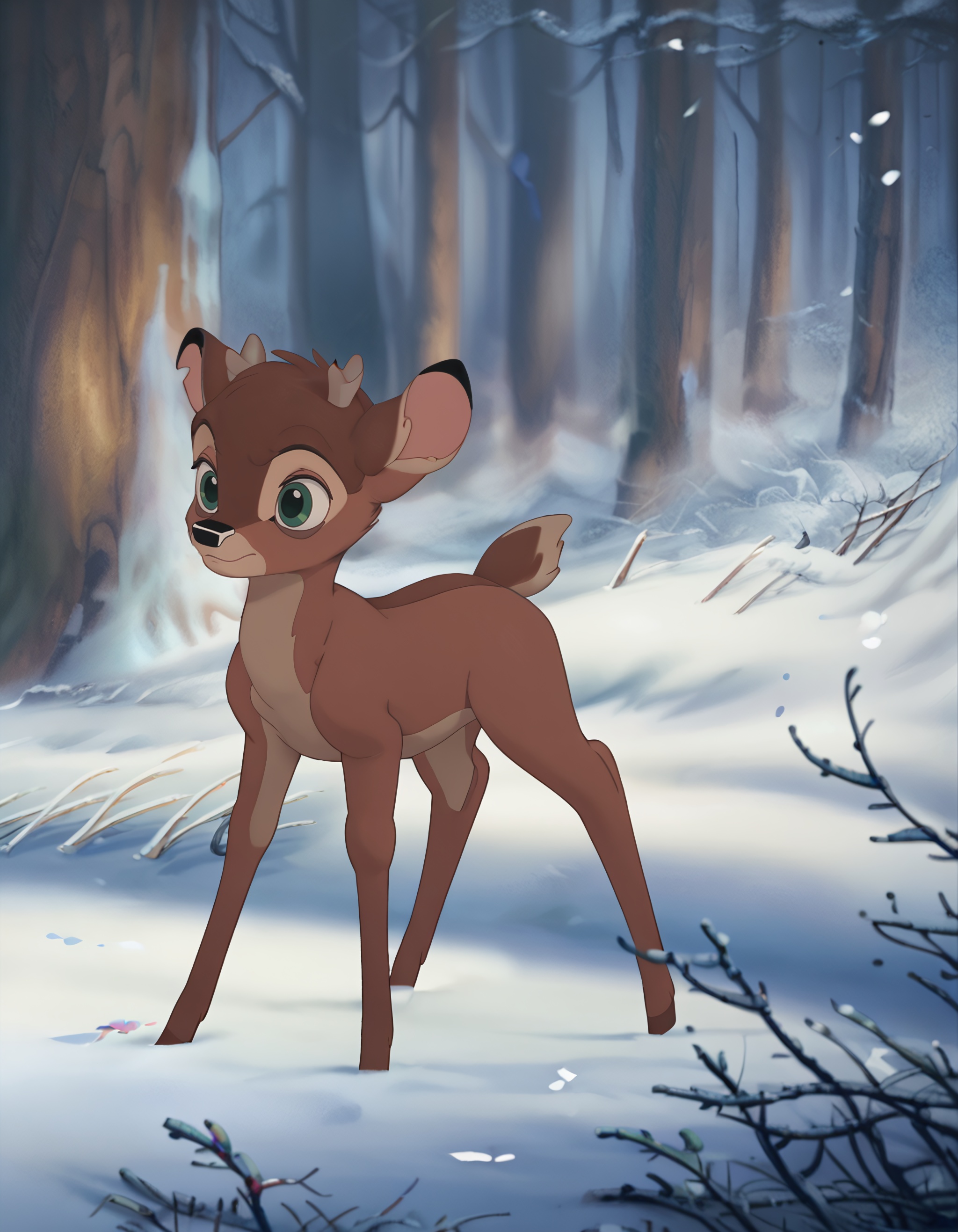 crisp vivid,  close-up,  wintry forest on Tensor.Art
