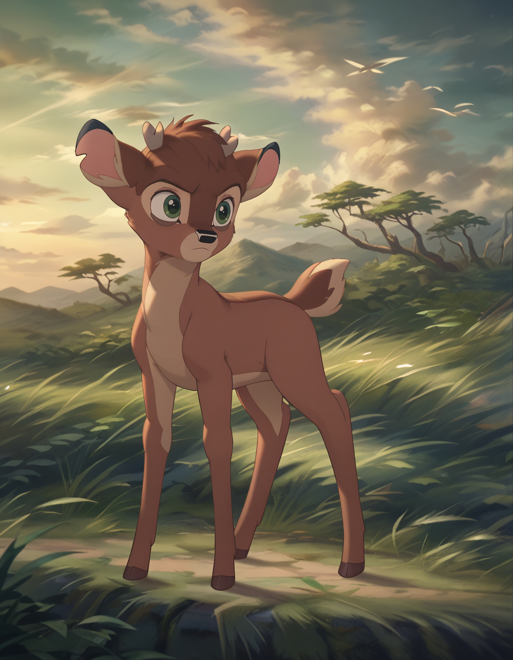 bright saturated,  full body,  windswept cliff at sunset on Tensor.Art