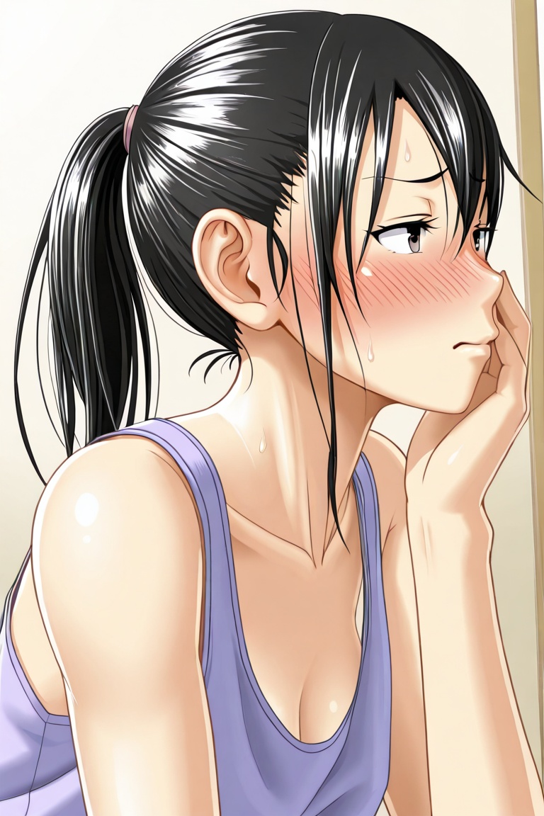 CAIchinokura Rina,  black hair,  **** top on Tensor.Art