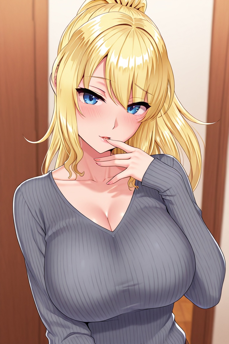Nina Kashanov,  blonde hair,  seductive pose on Tensor.Art