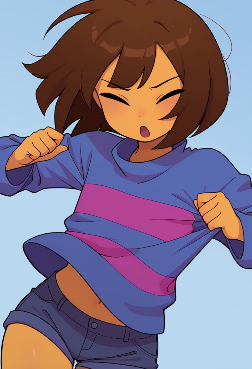 1 girl,  short hair,  frisk on Tensor.Art
