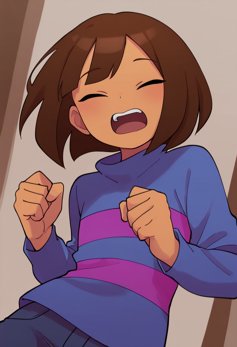 1 girl,  short hair,  frisk on Tensor.Art