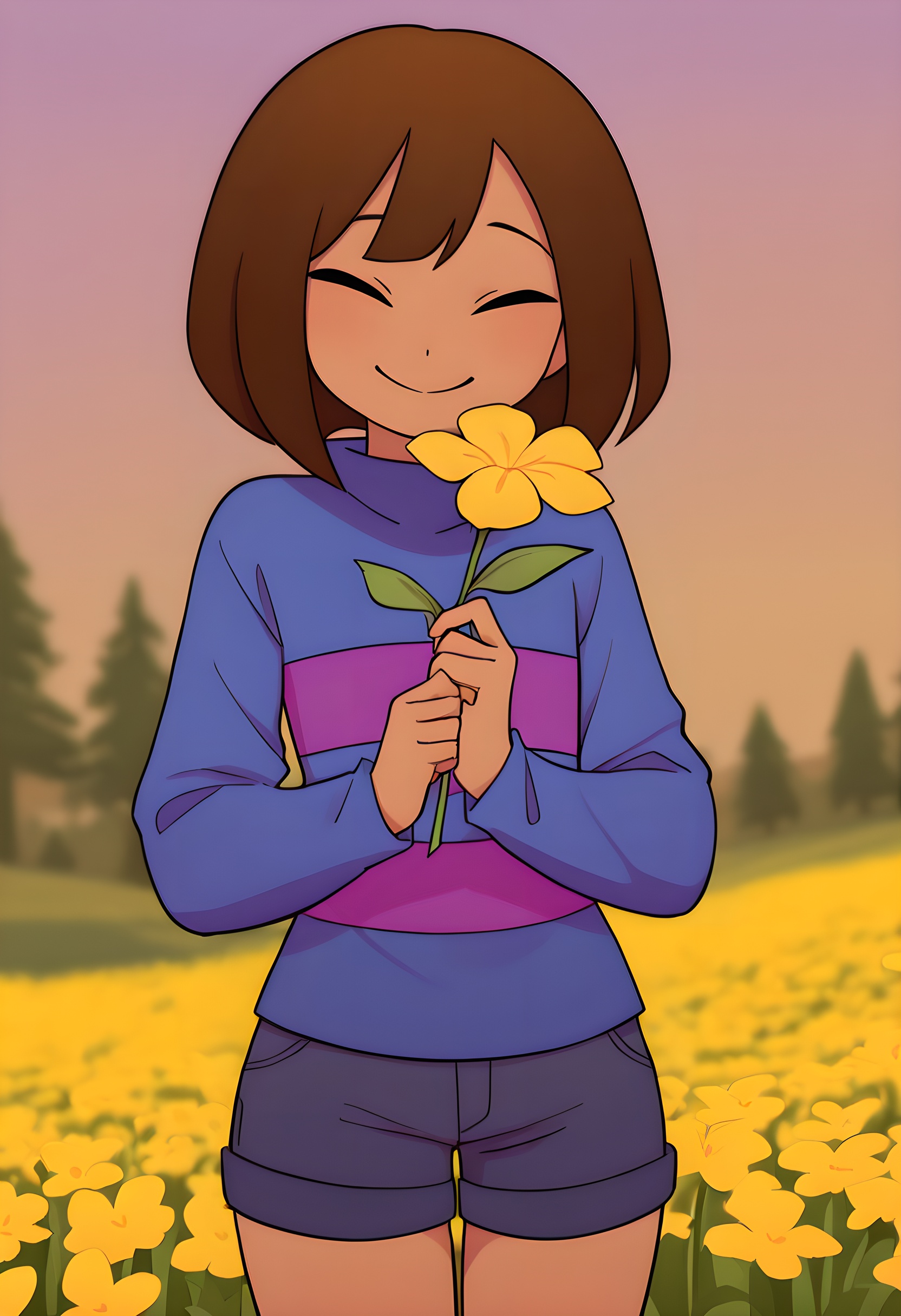 1 girl,  short hair,  frisk on Tensor.Art