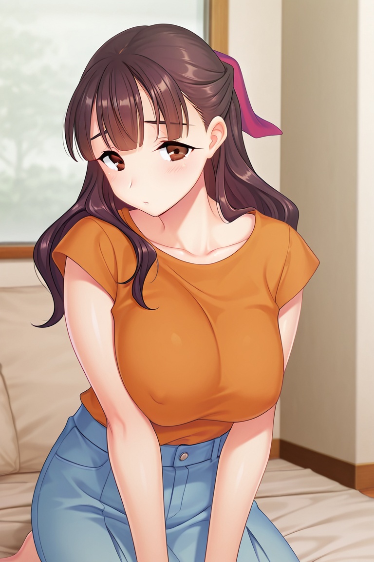 Fukagawa Yoshino,  brown hair,  brown eye on Tensor.Art