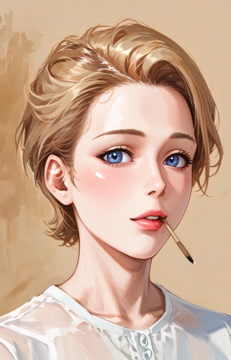 ((Painterly blur)). Impressionist oil painting,  portrait of a shool girl,  expressive brush strokes on Tensor.Art