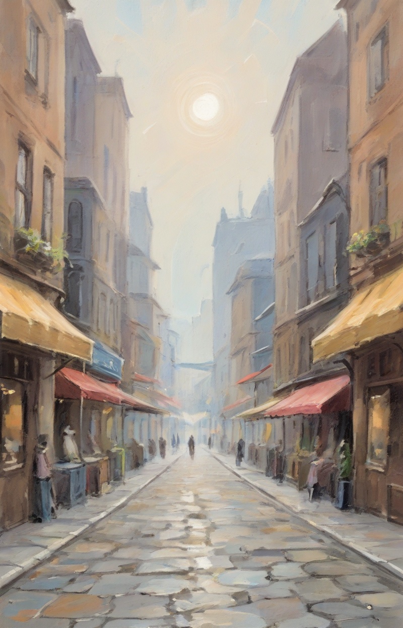 ((Painterly blur)). Impressionist oil painting,  city street scene,  dreamy atmosphere on Tensor.Art
