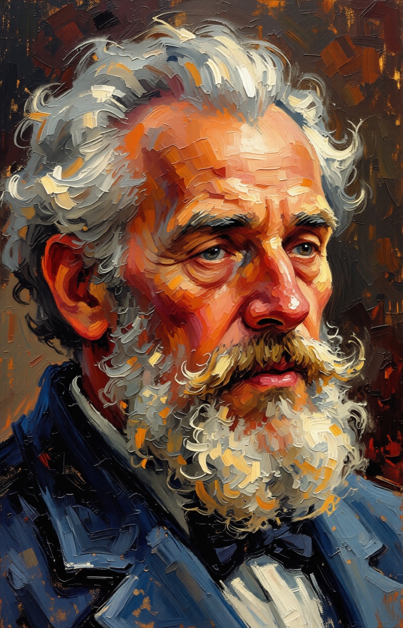 ((Painterly blur)). Impressionist oil painting,  portrait of a oldman,  expressive brush strokes on Tensor.Art